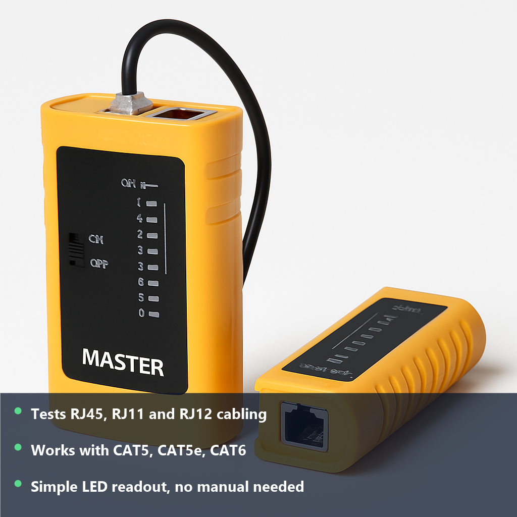 M469D LAN Cable Tester - studio photo with benefit highlights