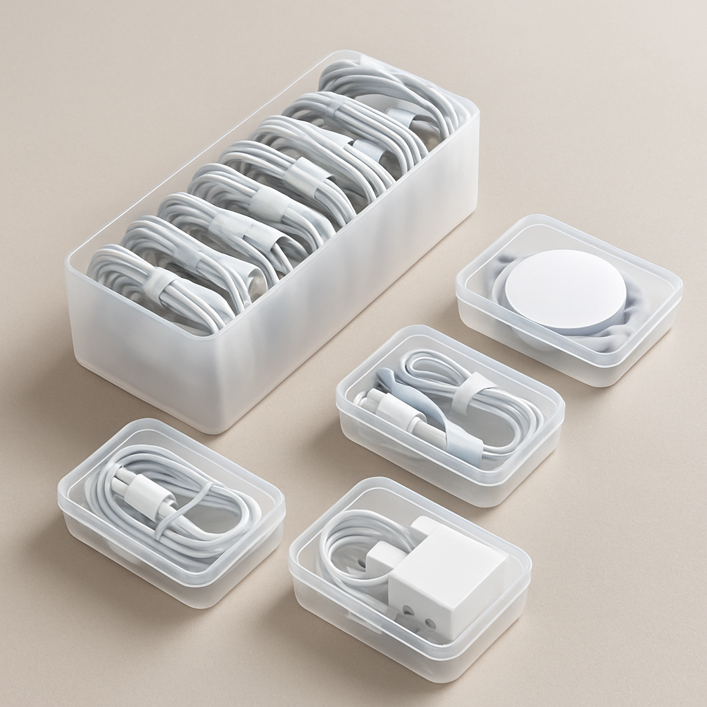 Cable Storage Organizer Box - studio photo angle 2