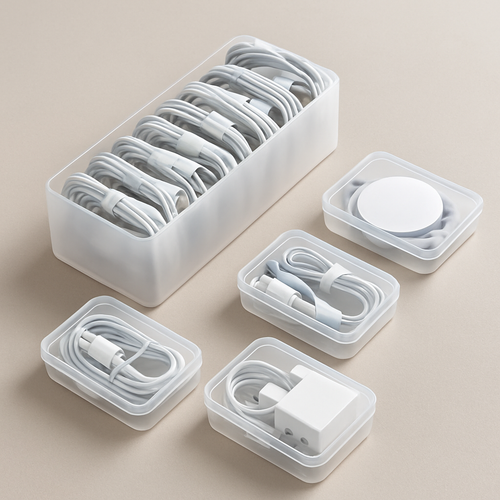 Cable Storage Organizer Box - studio photo angle 2