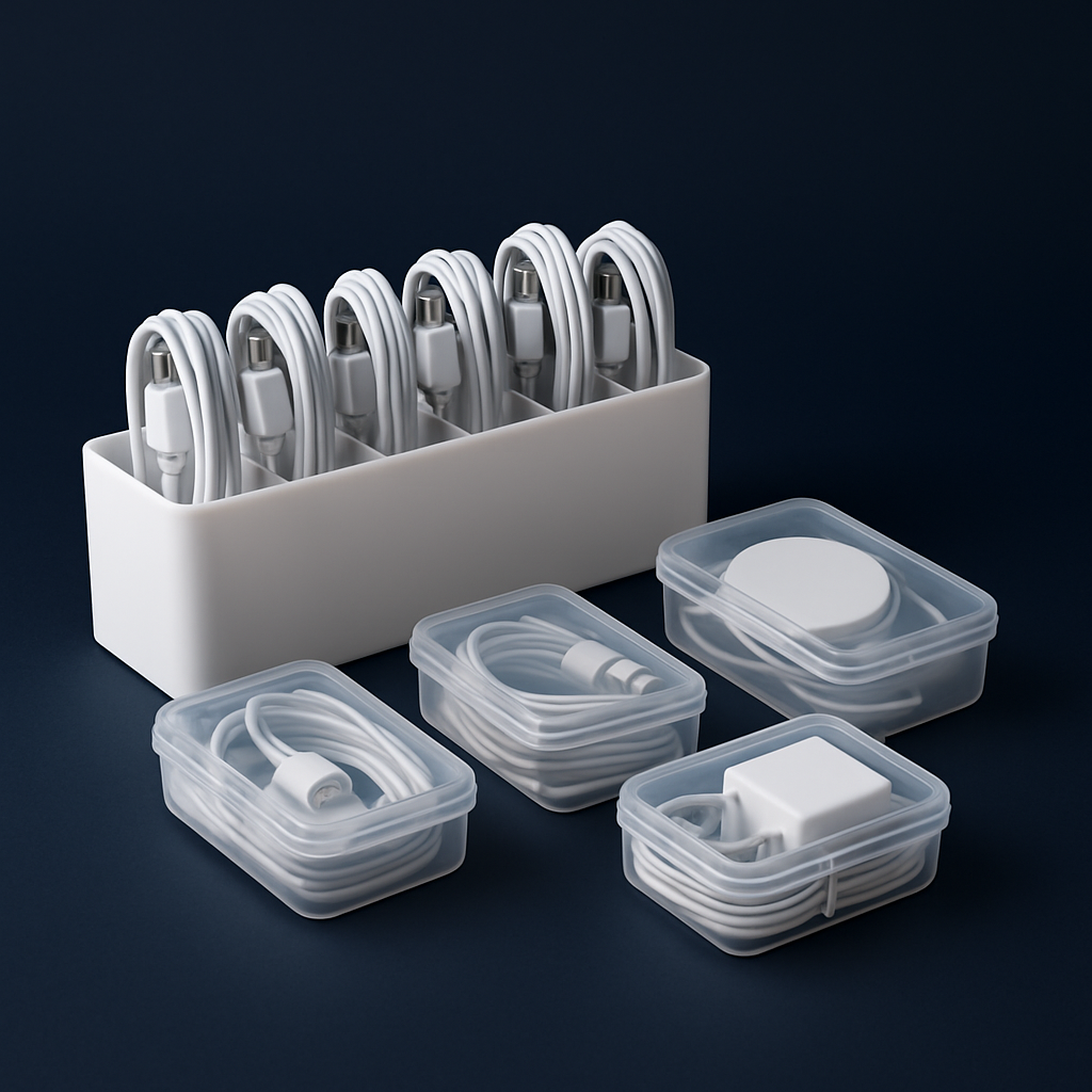 Cable Storage Organizer Box - studio photo angle 3